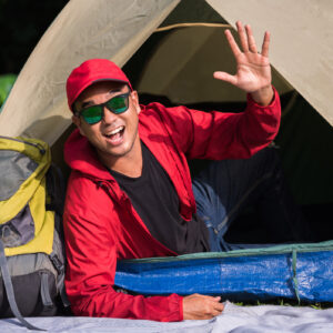 guy tent camping
