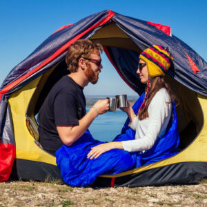 tent camping couple